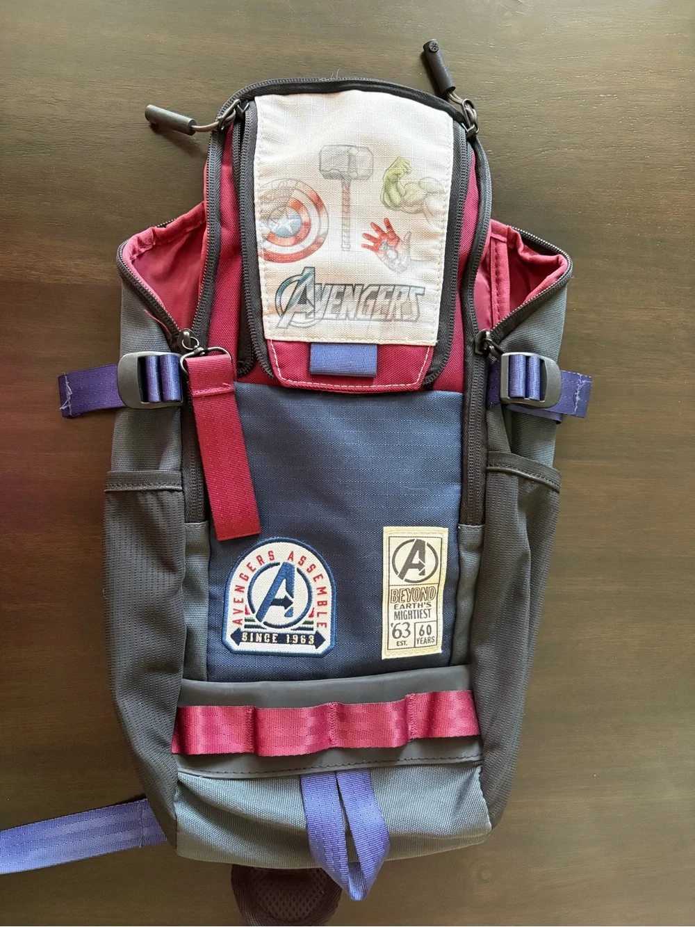 LIKE NEW Avengers Gray & Red Sling Backpack